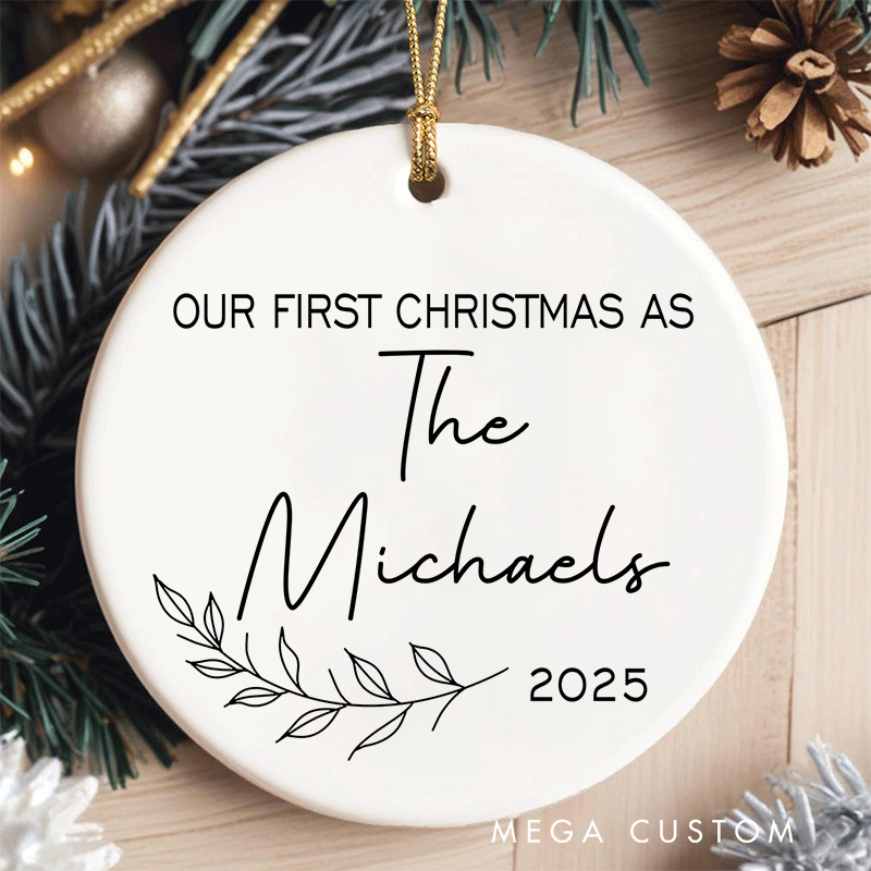 Personalized Our First Christmas as The Family Ornament Couple Christmas Ornament for Husband Wife Xmas Decor Ornament
