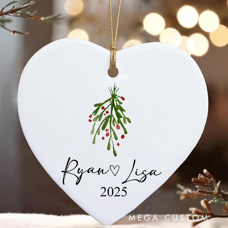 Personalized Mistletoe Christmas Ornament for Couple Christmas Ornament for Him Her Husband Wife Xmas Decor Ornament