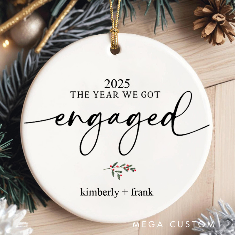 Personalized The Year We Got Engaged Christmas Ornament Couple Engagement Christmas Ornament for Him Her