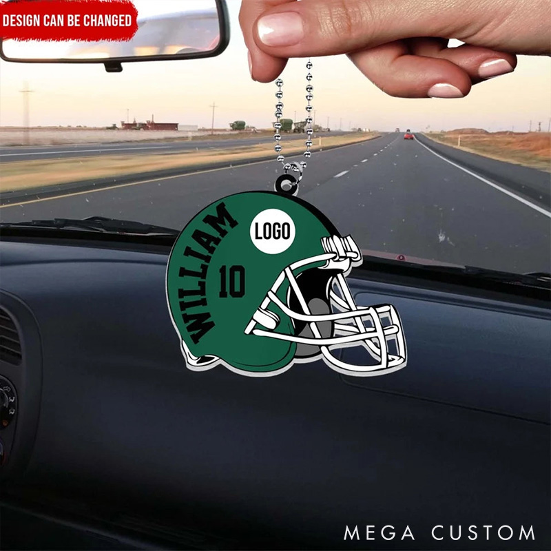 Personalized American Football Ornament with Customizable Name and Number for Sports Fans and Unique Decorations