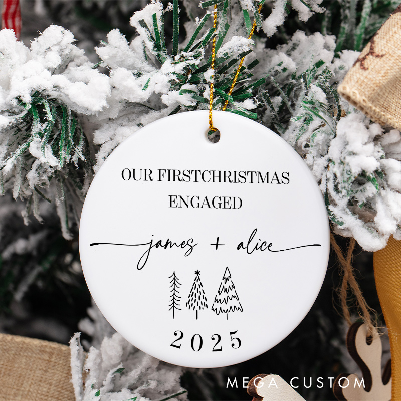 Personalized Our First Christmas Engaged Ornament Couple Engagement Christmas Ornament for Husband Wife Xmas Decor Ornament