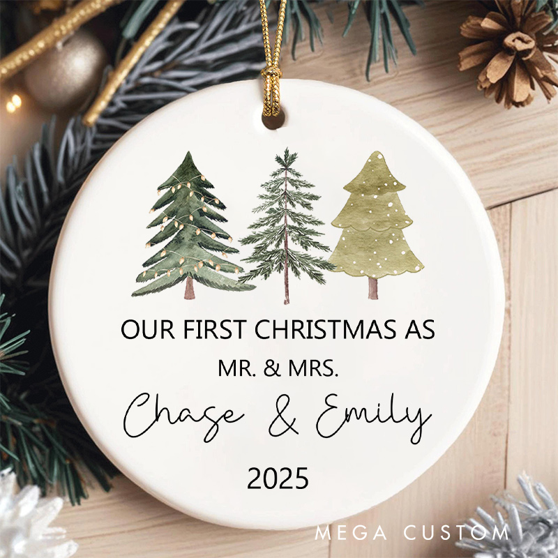 Personalized First Christmas as Mr and Mrs Ornament with Tree Couple Christmas Ornament for Husband Wife Xmas Decor Ornament