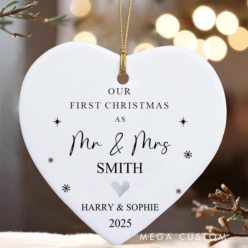 Personalized Our First Christmas as Mr and Mrs Ornament Couple Christmas Ornament for Him Her Husband Wife Xmas Decor Ornament