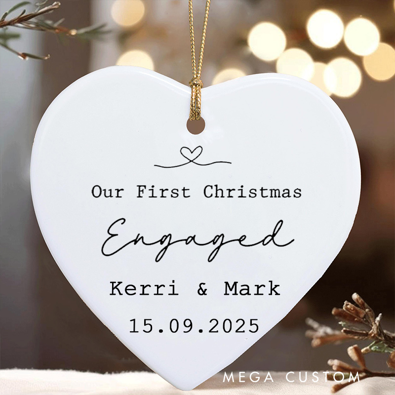 Personalized Our First Christmas Engaged Ornament Couple Engagement Christmas Ornament for Him Her Xmas Decor Ornament