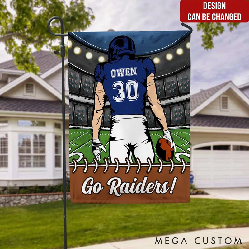 Personalized American Football Garden Flag with Custom Your Name and Number