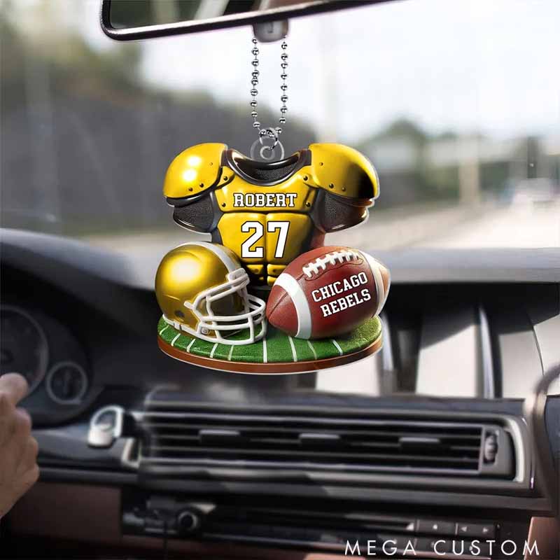 Personalized American Football Design Ornament with Custom Team Name, Player Name and Number