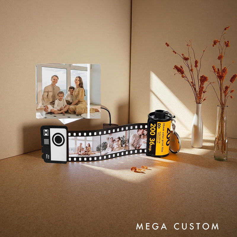 Personalized Photo Keychain Film Roll Camera Roll Keyring Custom Camera Film Keychain Anniversary Gift for Him for Photography Lovers Memory Gift