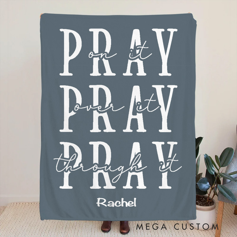 Personalized Pray it Soft Throw Blanket with Name Religious Home Decor Birthday Gift for Men