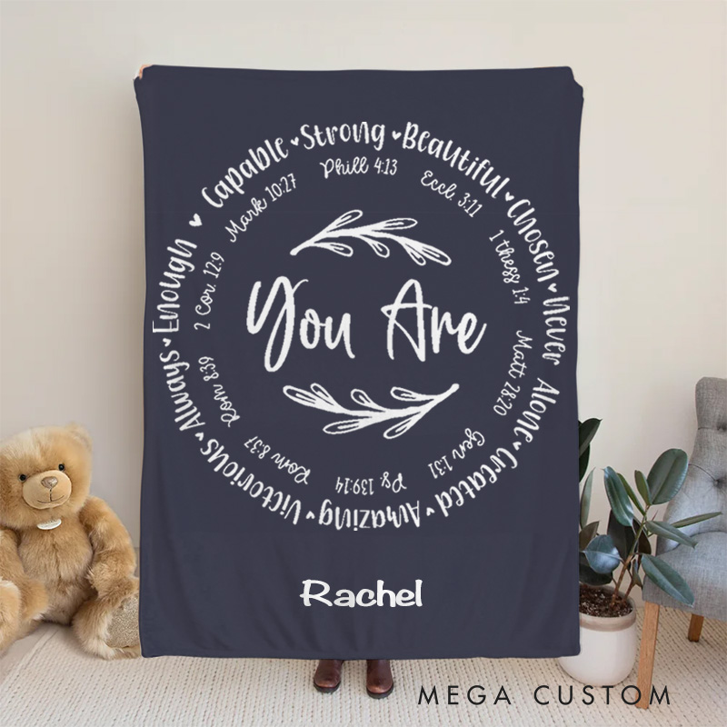 Personalized you are Bible Verse Soft Throw Blanket with Name Religious Home Decor Birthday Gift for Men