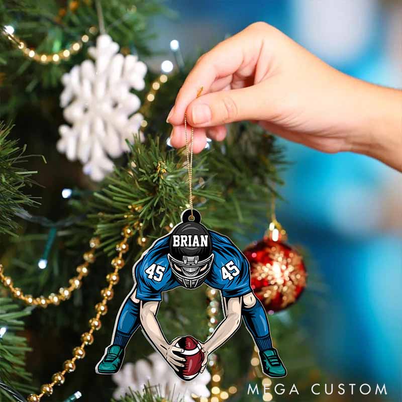 Personalized American Football Design Ornament with Custom Player Name and Number