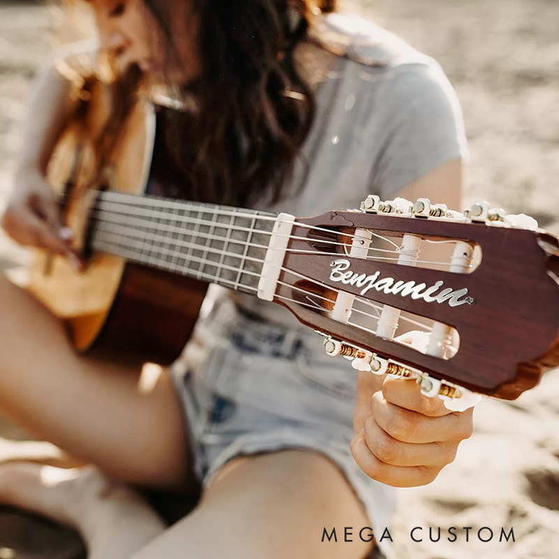 Personalized Metal Guitar Headstock Badge with Name Lettering Badge Birthday Gift for Guitar Lovers