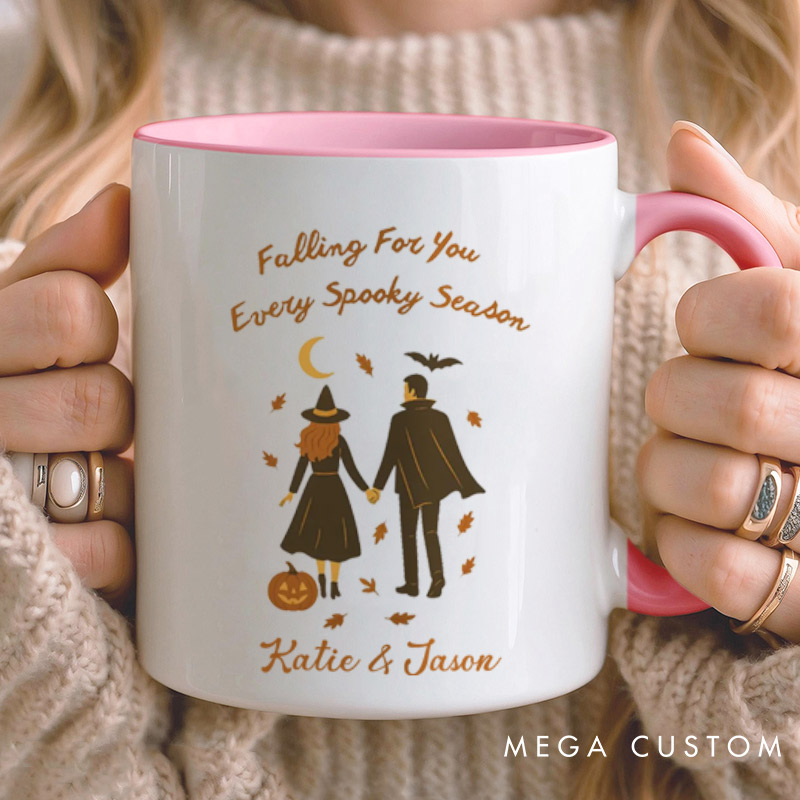 Personalized Falling for You Every Spooky Season Halloween Couple Mugs 