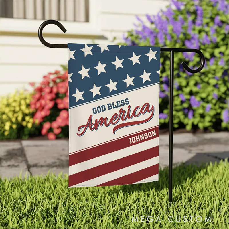 Personalized Stars and Stripes Design Garden Flag with Name Christian Home Decor Independence Day Gift 