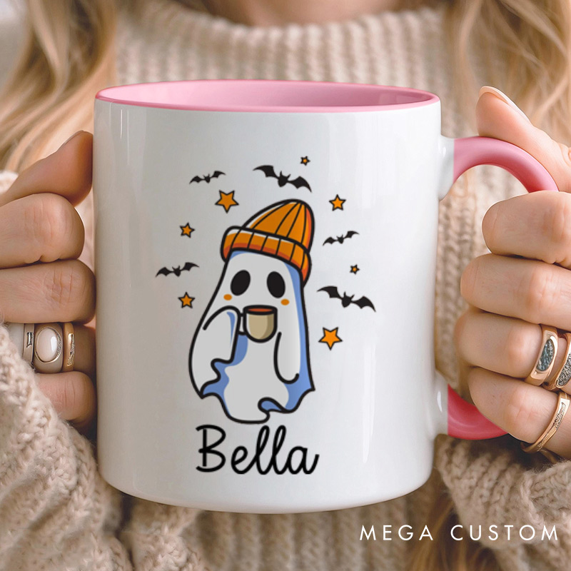 Personalized Cozy Ghost Couple with Coffee Halloween Couple Mugs 