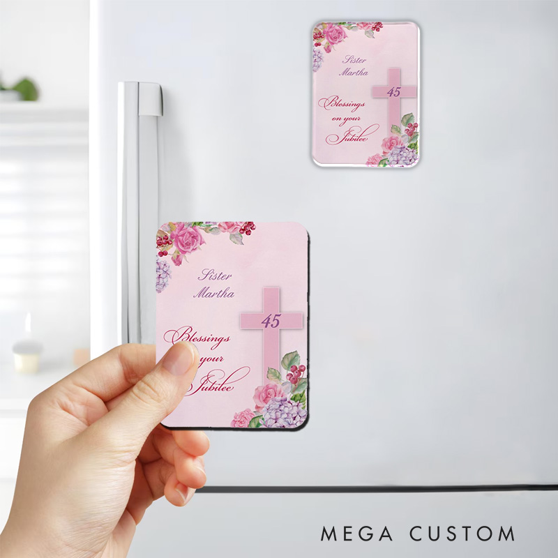 Personalized 45th Anniversary of Religious Life Catholic Nun Magnetic Fridge Magnet with Name and Year Number Religious Gift Anniversary Gift