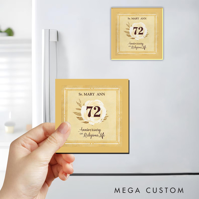 Personalized Anniversary of Religious Life Nun Magnetic Fridge Magnet with Name and Year Number Religious Gift Anniversary Gift