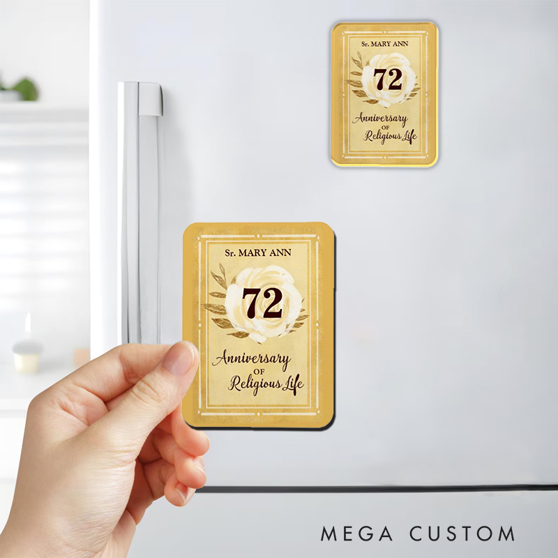 Personalized Anniversary of Religious Life Nun Magnetic Fridge Magnet with Name and Year Number Anniversary Gift Religious Gift for Nun