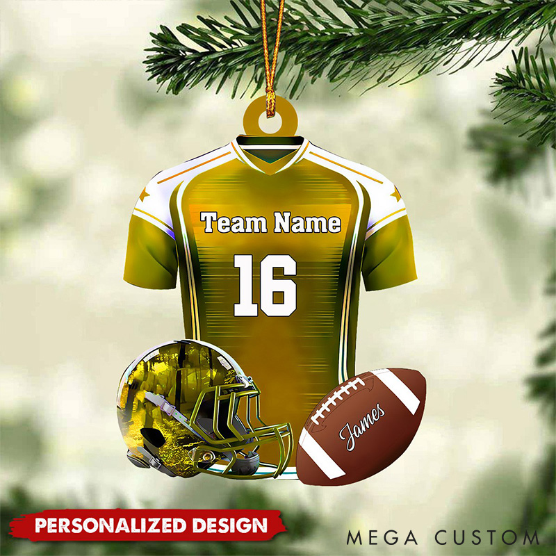 Personalized American Football Jersey,Helmet and Ball Design Ornament with Custom Team Name,Player Name and Number