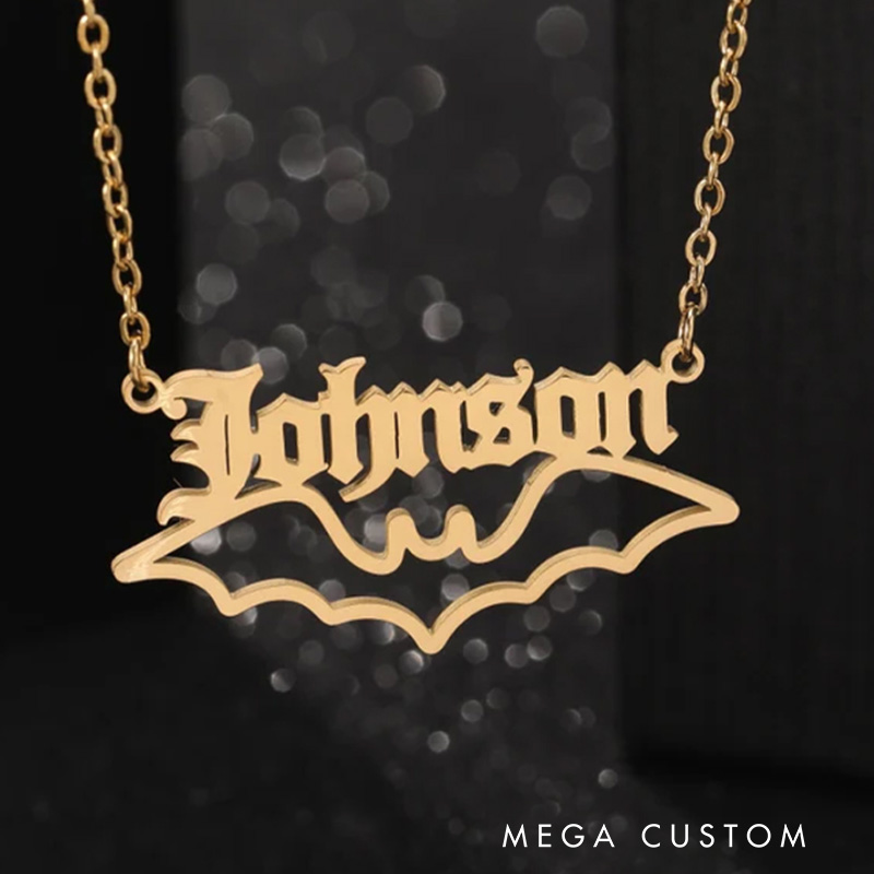 Personalized Bat Necklace Gothic Perfect for Halloween and Bold Statement Style