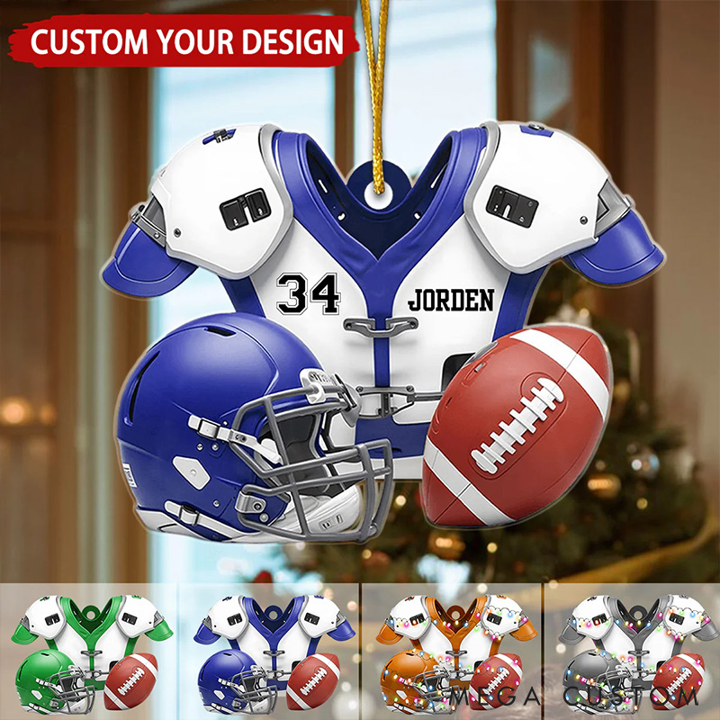 Personalized American Football Gear Design Ornament with Custom Player Name and Number