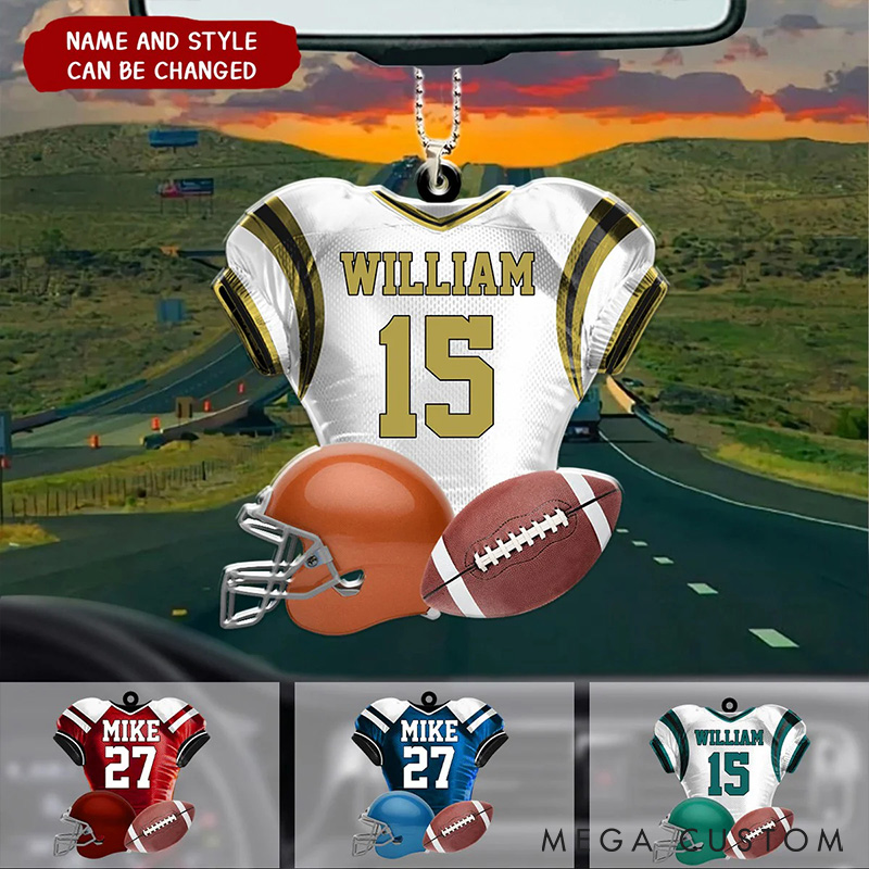 Personalized American Football Jersey Ornament with Custom Name, Number, and Style