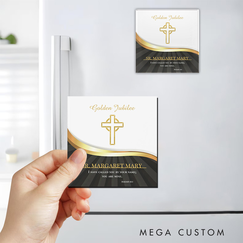 Personalized Golden Jubilee of Religious Life 50 Year Magnetic Fridge Magnet with Name Religious Gift Anniversary Gift