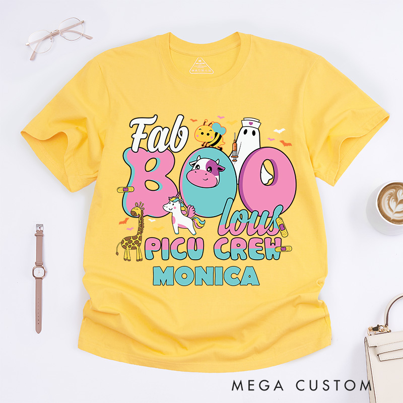 Personalized Nurse T-Shirts Fab Boo Lous PICU Crew Halloween Fashion Design T-Shirts Nurse Halloween Gifts