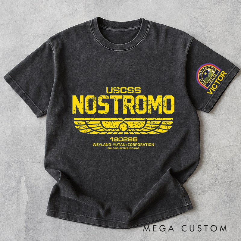 Personalized USCSS Washed T-Shirts Sci-fi Movie Horror Halloween Space Opera Tshirt for Movie TV Show Lovers