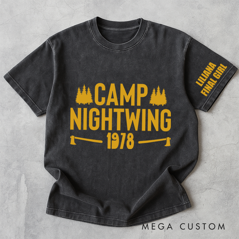 Personalized Camp Nightwing Washed T-Shirts Horror Movie Tshirt 80s Halloween Movie Shirt
