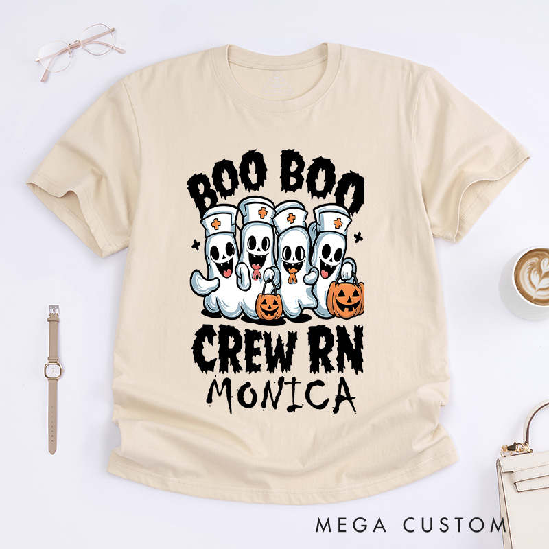 Personalized Nurse T-Shirts Boo Boo Crew RN Fashion Design T-Shirts Nurse Halloween Gifts