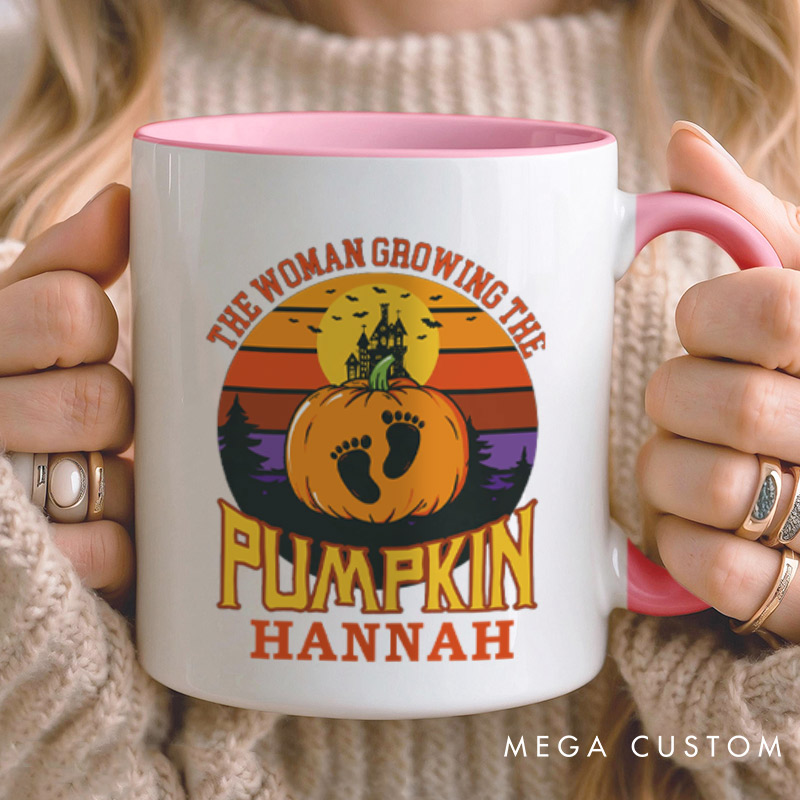 Personalized The Man Behind the Pumpkin and The Woman Growing the Pumpkin Halloween Couple Mugs
