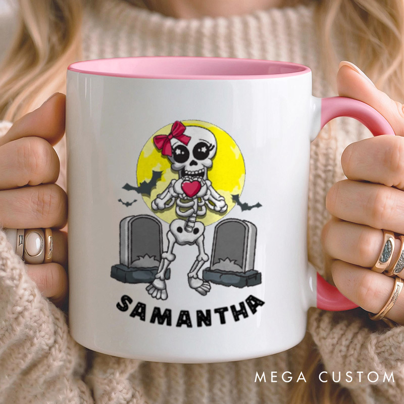 Personalized Funny Skeleton Couple Halloween Couple Mugs