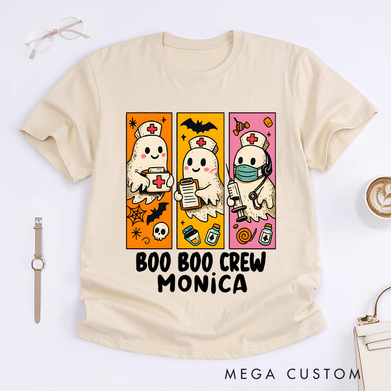 Personalized Nurse T-Shirts Boo Boo Crew Design Fashion Design T-Shirts Nurse Halloween Gifts