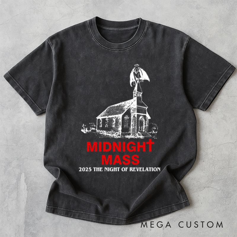 Personalized Midnight Mass Horror Movie Washed T-Shirts Scary Movie Tshirt Retro Movie Shirt Halloween