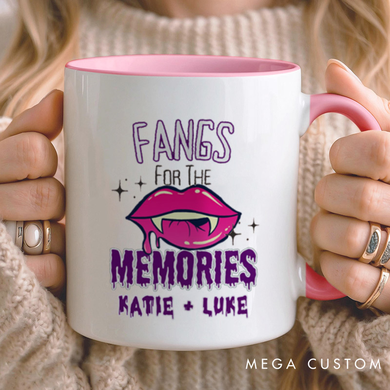 Personalized Love at First Bite & Fangs for the Memories Halloween Couple Mugs
