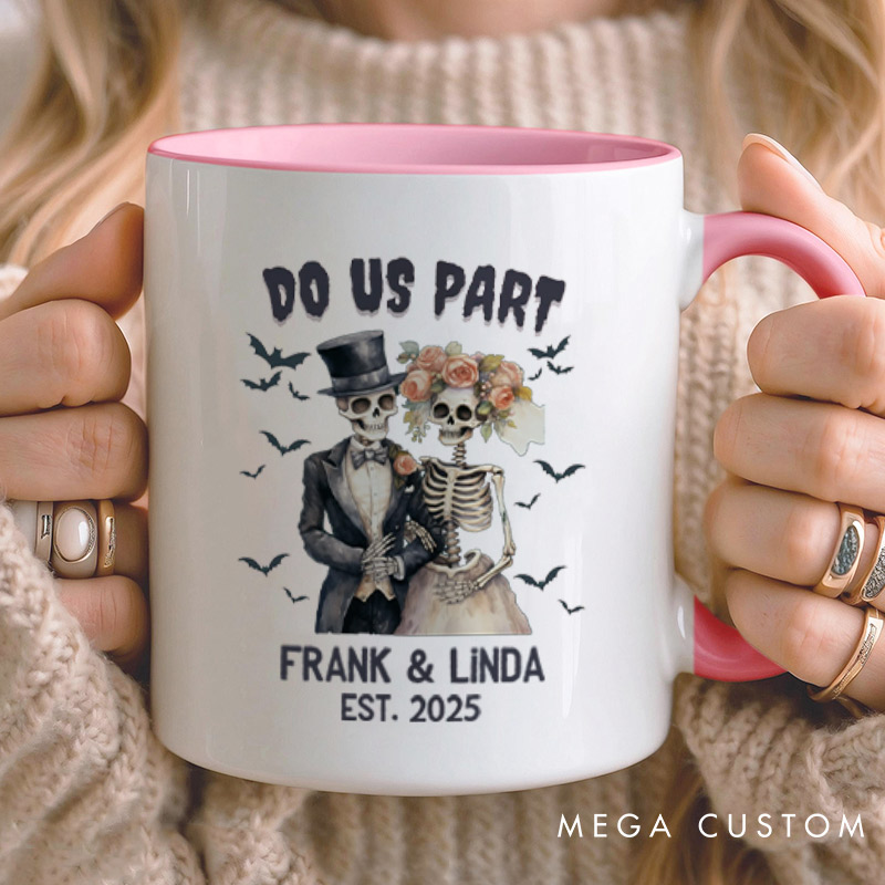 Personalized Till Death Do Us Part Skeleton Couple Halloween Couple Mugs