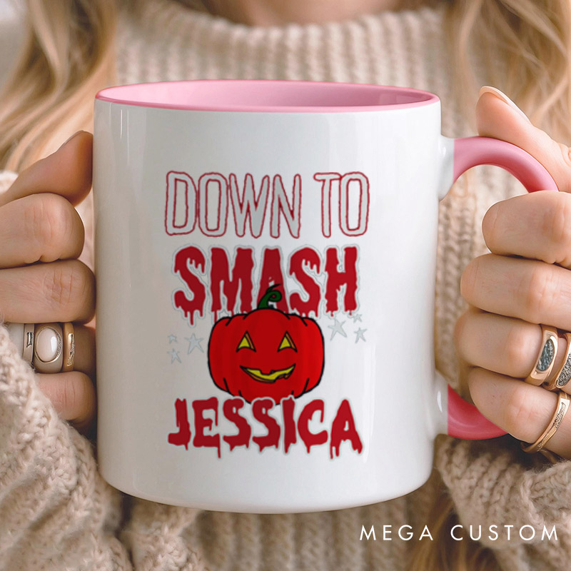 Personalized Just the Tip and Down to Smash Halloween Couple Mugs