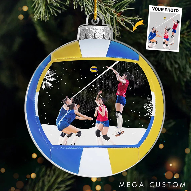 Personalized Volleyball Acrylic Ornament with Custom Your Photo and Festive Design