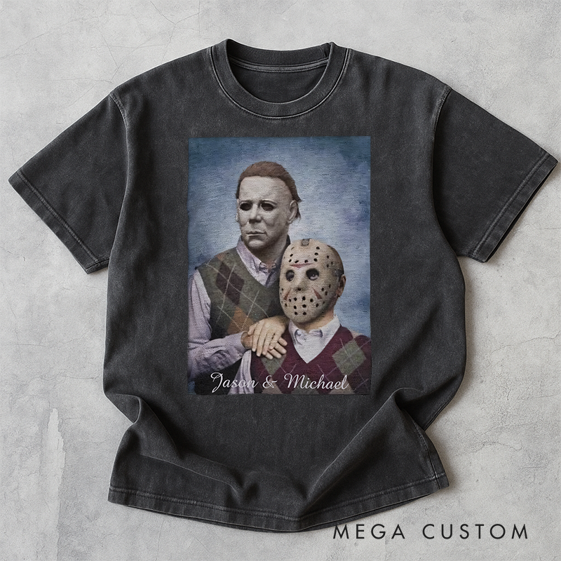 Personalized Retro the Step Brothers Movie Washed T-Shirts Horror Spooky Movies Tshirt Film Fan Shirt Halloween