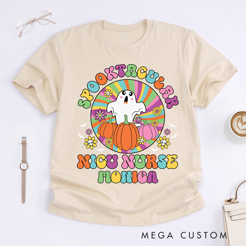 Personalized Nurse T-Shirts Spooktacular NICU Nurse Fashion Design T-Shirts Nurse Halloween Gifts