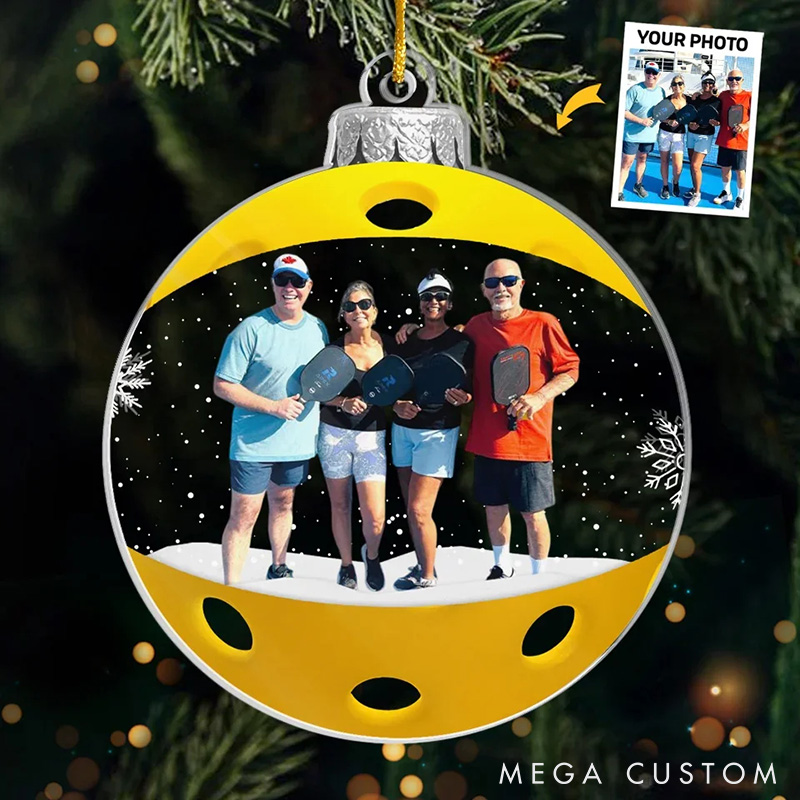 Personalized Pickleball Acrylic Ornament with Custom Your Photo and Festive Design