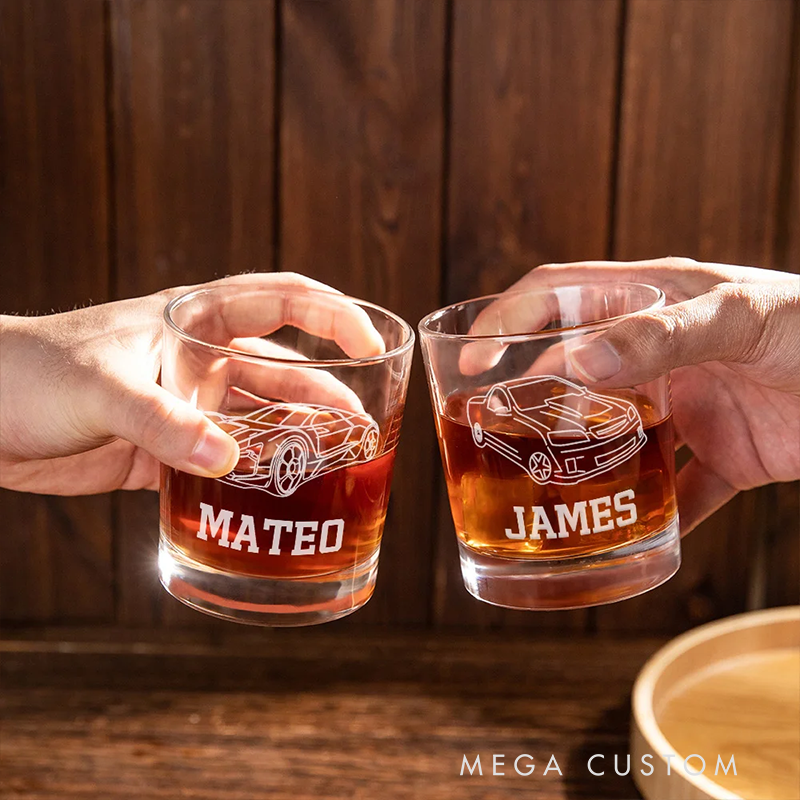 Personalised Your Own Car Motorbike 10.5oz Engraved Old Fashioned Whiskey Rocks Glass with Name Birthday Gift for Men Car Lovers
