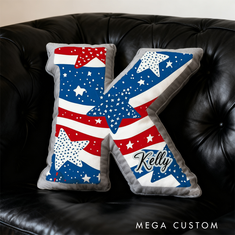 Personalized Patriotic Police Initial Pillow with Custom Name Gift for Law Enforcement Supporters