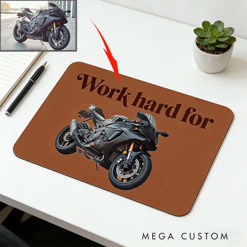 Personalized Motorcycle Mouse Pad with Custom Photo for Bikers and Motorcycle Fans