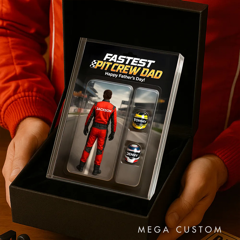 Personalized Fastest Pit Crew Dad With Kids' Names Acrylic Block Plaque Gifts