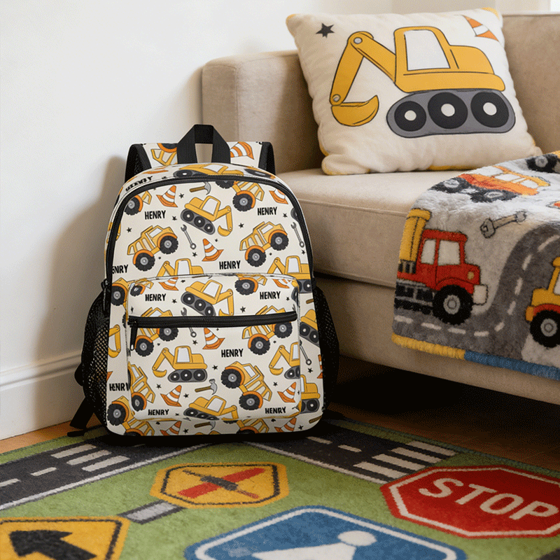 Personalized Backpack with Name Custom Backpack Excavator Design Backpack Everyday Bag Gifts