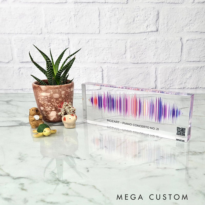 Soundwave Art Music Plaque Sound Wave Art Voice Recording Gift Song Plaque Custom with QR Code for Lover for Birthday Anniversary