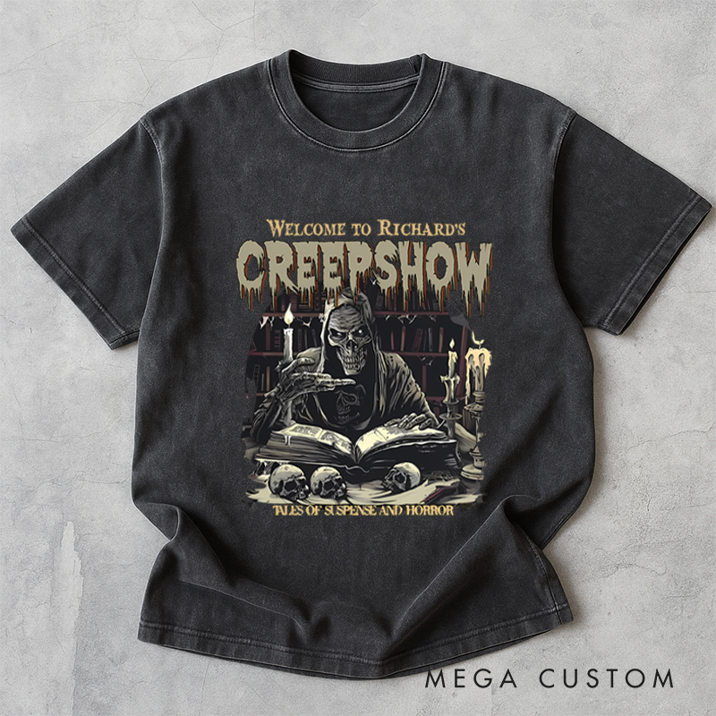 Personalized Retro Your Creepy Show Horror Movie Washed T-Shirts Horror Spooky Movies Tshirt Film Fan Shirt Halloween