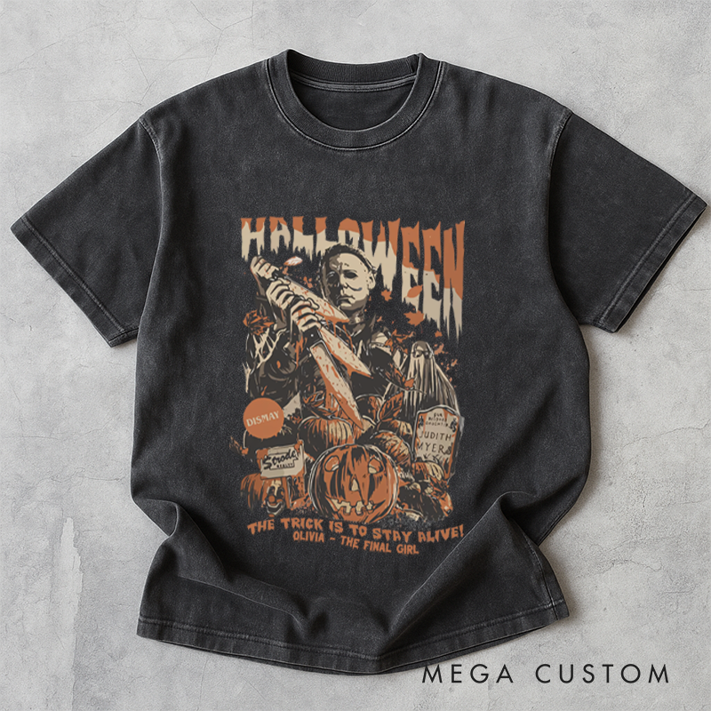 Personalized Retro the Friday Horror Movie Washed T-Shirts Horror Spooky Movies Tshirt Film Fan Shirt Halloween