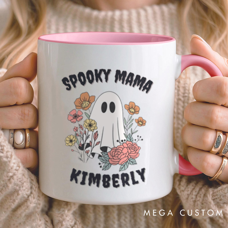 Personalized Spooky Dad and Spooky Mama Couple Ghost Halloween Couple Mugs